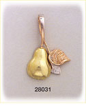 14K Tri Color Gold Pear Charm
