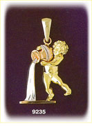14K Tri Color Gold Zodiac Aquarius Pendant